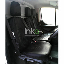 Load image into Gallery viewer, Ford Transit Custom INKA Front 1+2 Tailored Waterproof Seat Covers Set Black MY12-23 (not for models with flip down armrest with cupholders)
