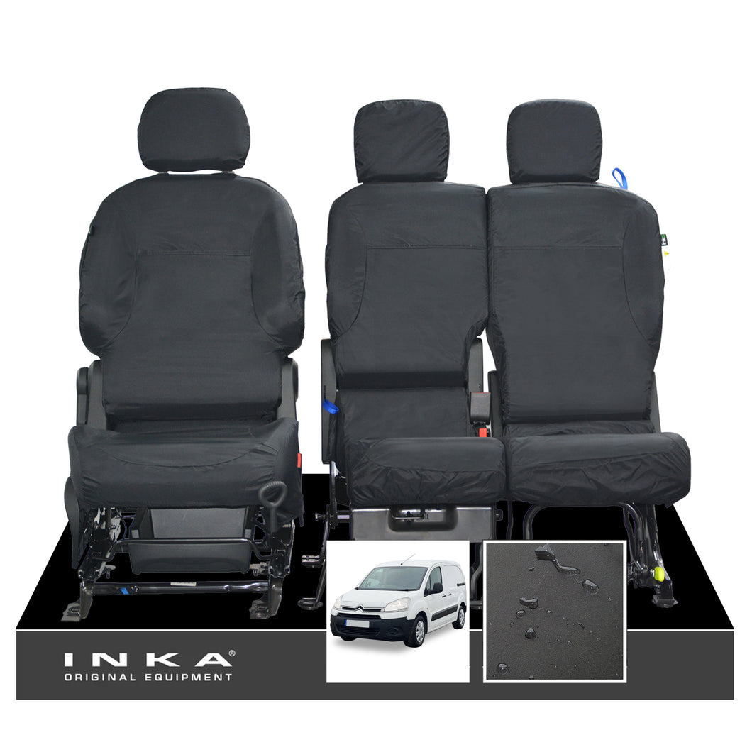 Citroen Berlingo Front Row Inka Fully Tailored Set Waterproof Seat Covers Black MY08-17 B9