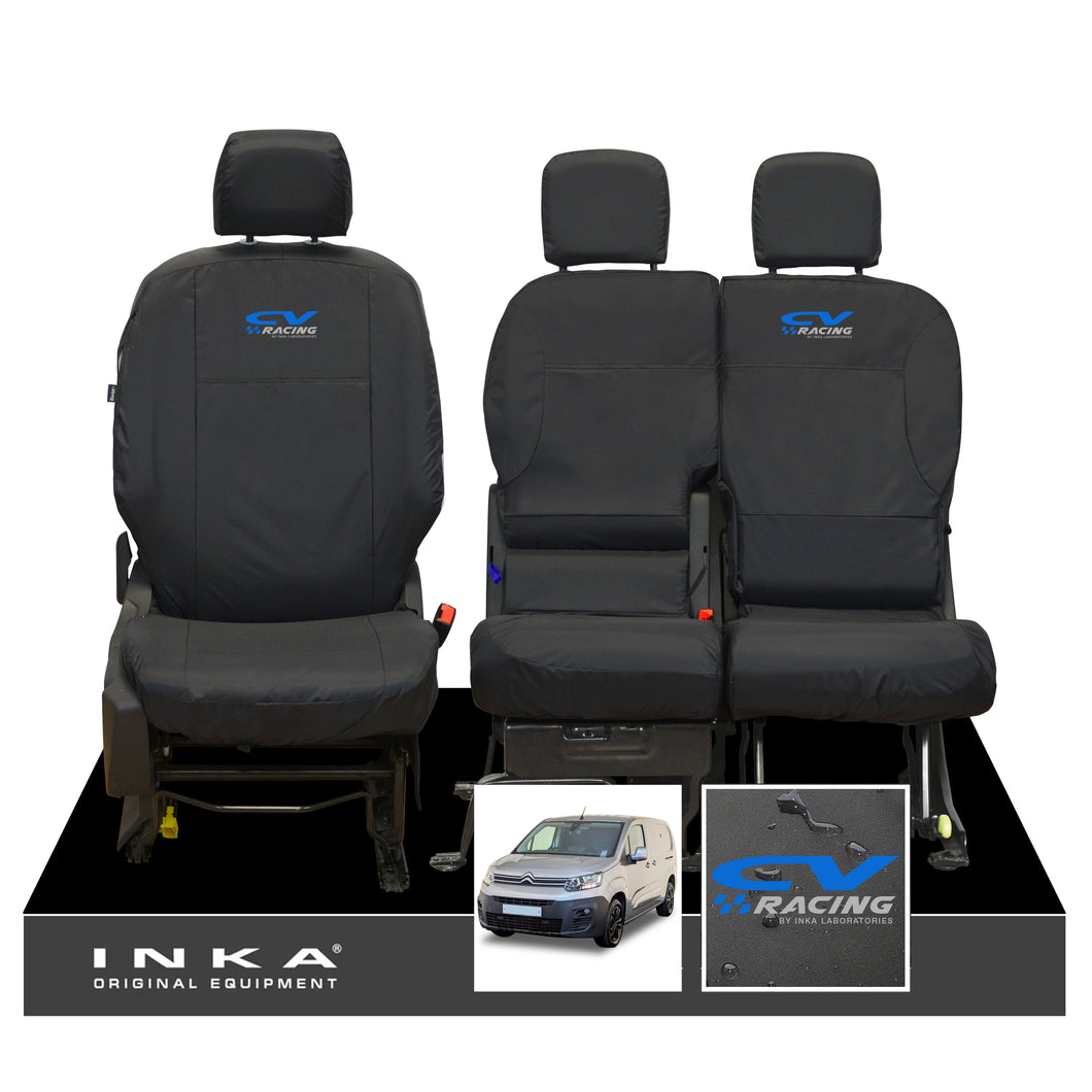 Citroen Berlingo MK3 Front 1+2 Inka Fully Tailored Waterproof Seat Covers Black MY2018 Onwards