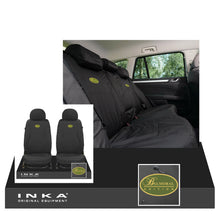 Load image into Gallery viewer, Land Rover Defender INKA Front 1+1 &amp; Rear 60/40 Split Set Tailored Waterproof Seat Covers Black MY-07-16
