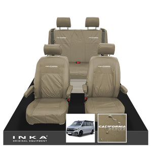 VW California Ocean/Coast/Beach/Surf Inka Fully Tailored Waterproof Seat Covers Sand Front & Rear With ISOFIX Fits T6.1 ,T6,T5.1 all model years fits with and without airbags