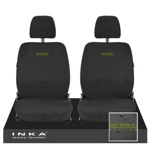 Land Rover Defender L315 Front Set 1+1 INKA Tailored Waterproof Sear Covers Black-  Fits MY-87-06 With Balmoral Edition Embroidery