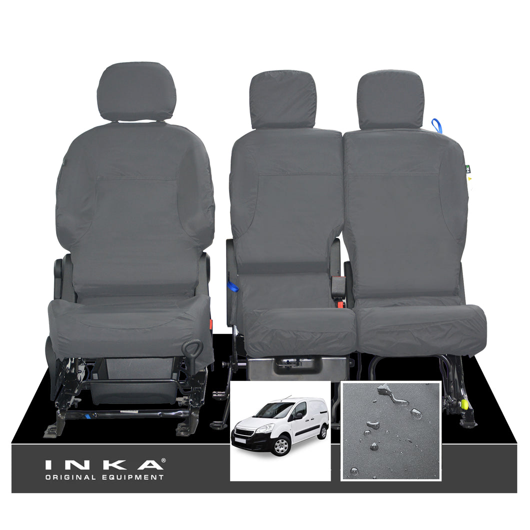 Peugeot Partner Front Set 1+2  INKA Tailored Waterproof Seat Covers GREY MY08-17