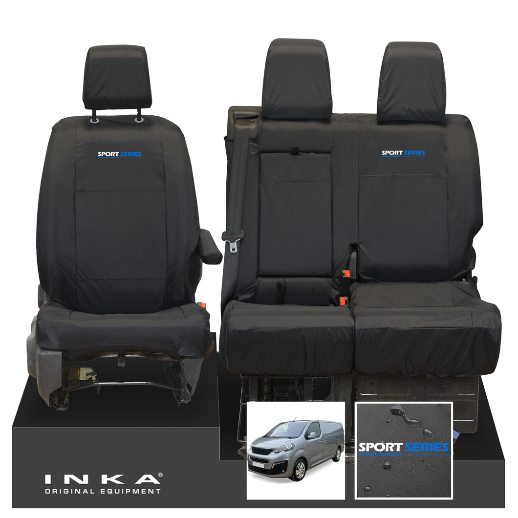 Peugeot Expert INKA Front 1+2 Tailored Waterproof Seat Covers Black MY16 onwards