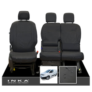 Toyota Proace City INKA Front Set 1+2 Tailored Waterproof Seat Covers Black MY-2019 Onwards