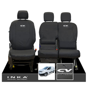 Toyota Proace City INKA Front Set 1+2 Tailored Waterproof Seat Covers Black MY-2019 Onwards