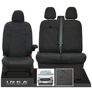 The All New Ford Transit Custom INKA Front 1+2 Tailored Waterproof Seat Covers Set Black MY-2024 onwards