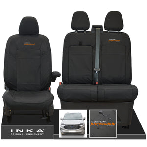 The All New Ford Transit Custom INKA Front 1+2 Tailored Waterproof Seat Covers Set Black MY-2024 Onwards