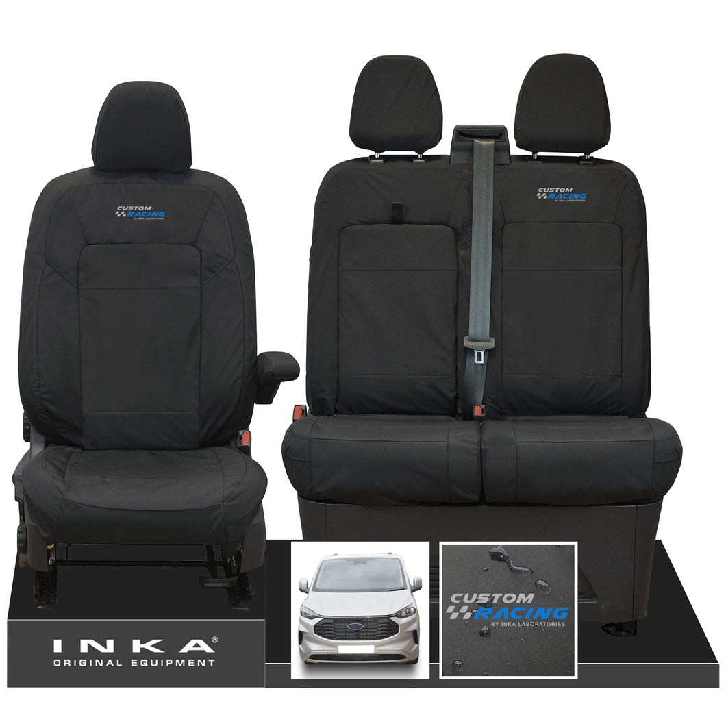 All New Ford Transit Custom INKA Front 1+2 Tailored Waterproof Seat Covers Set Black MY-2024 Onwards