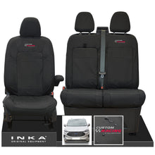 Load image into Gallery viewer, All New Ford Transit Custom INKA Front 1+2 Tailored Waterproof Seat Covers Set Black MY-2024 Onwards
