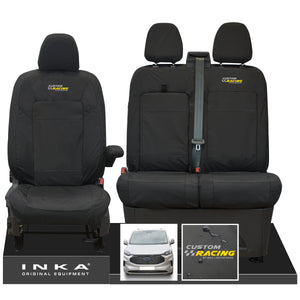 All New Ford Transit Custom INKA Front 1+2 Tailored Waterproof Seat Covers Set Black MY-2024 Onwards