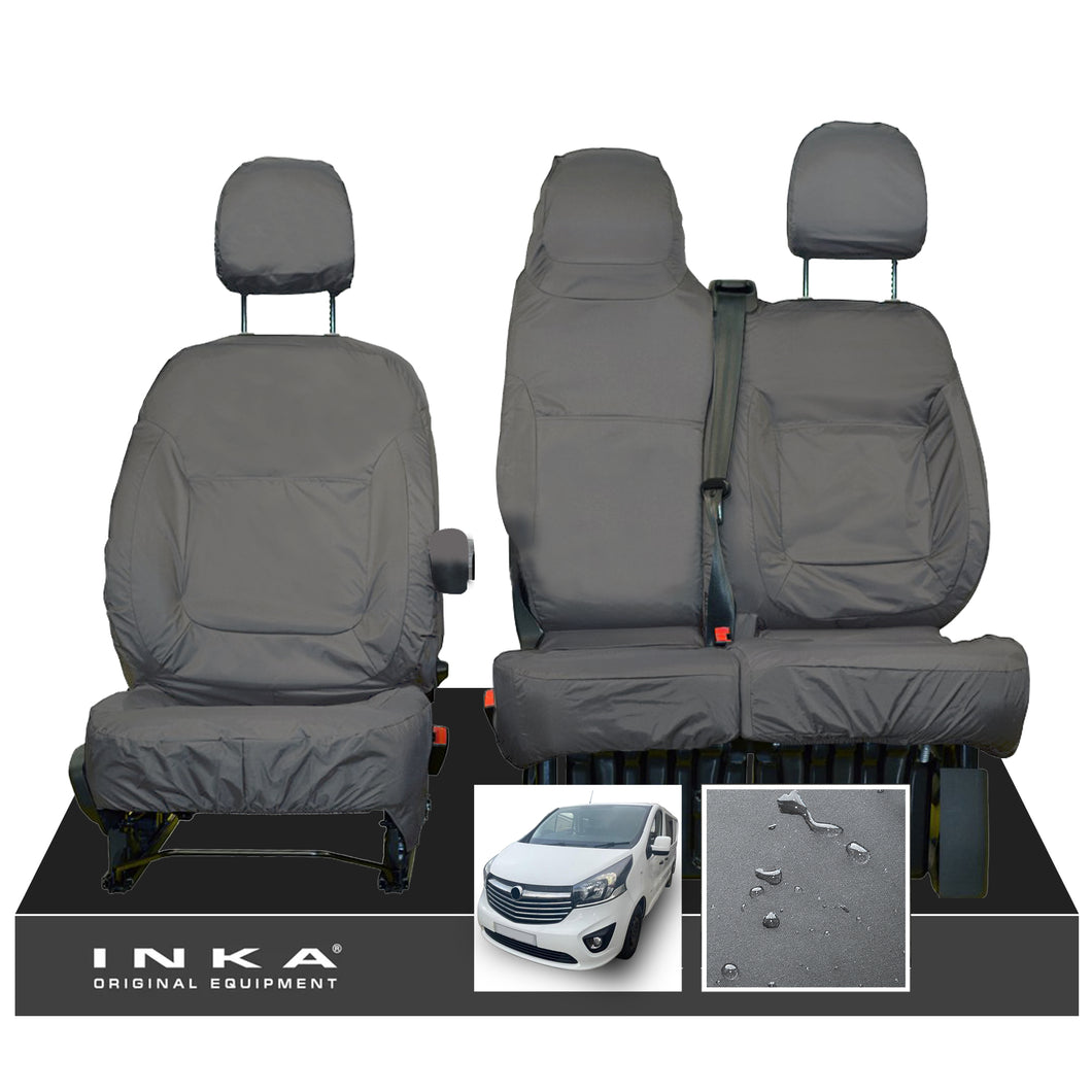 Vauxhall Vivaro B X82 SPORTIVE Front 1+2 INKA Tailored Waterproof Seat Covers Grey MY-14-18