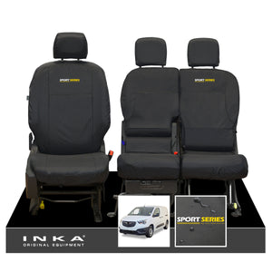 Vauxhall Opel Combo INKA Front 1+2 Set Tailored Waterproof Seat Covers Black MY-2018 Onwards