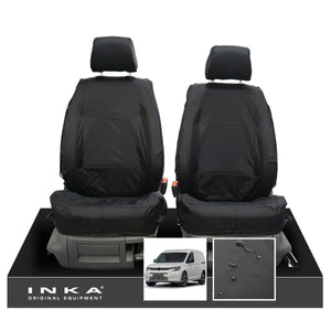 VW Caddy 5 Cargo INKA Front 1+1 INKA Tailored Waterproof Seat Covers Black MY-2020+