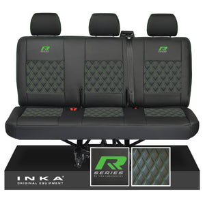 New VW Transporter T6.1, T6, T5.1 Rear Triple Bentley Diamond Quilt Tailored Leatherette Seat Covers Black Fits Panel Van & Kombi