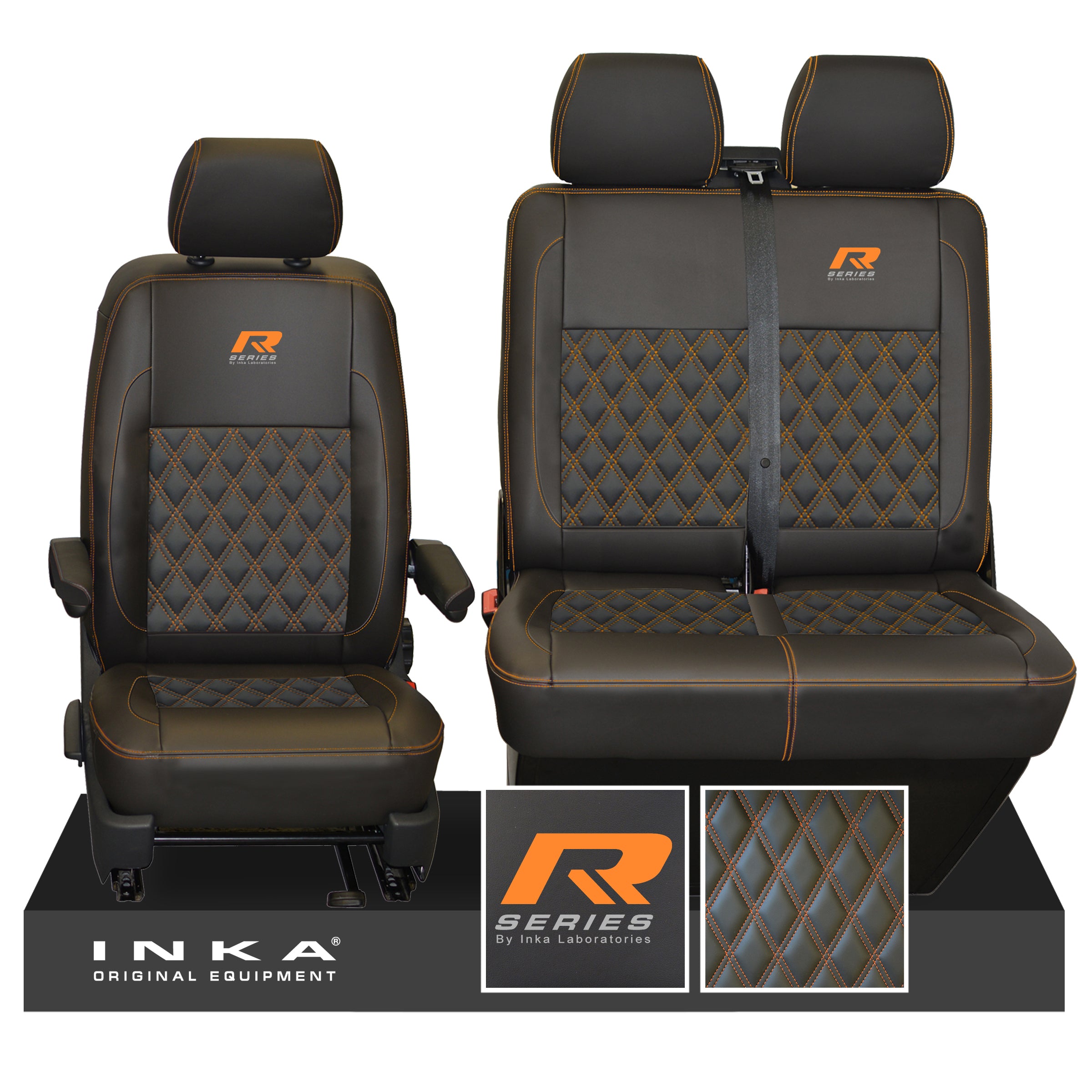 Designed to fit authentic Volkswagen VW Transporter T5 T6 after 2004 ECO LEATHER Seat Covers 2+1 (1 single 1 double)