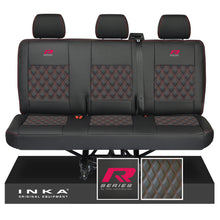 Load image into Gallery viewer, New VW Transporter T6.1, T6, T5.1 Rear Triple Bentley Diamond Quilt Tailored Leatherette Seat Covers Black Fits Panel Van &amp; Kombi
