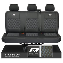 Load image into Gallery viewer, New VW Transporter T6.1, T6, T5.1 Rear Triple Bentley Diamond Quilt Tailored Leatherette Seat Covers Black Fits Panel Van &amp; Kombi
