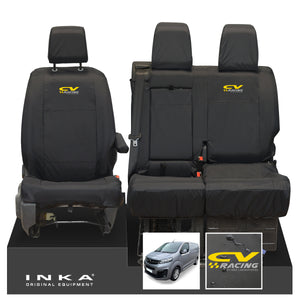 Vauxhall Opel Vivaro INKA Front 1+2 Tailored Waterproof Seat Covers Black MY19 to present