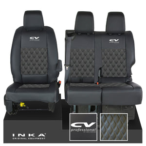 Vauxhall Vivaro MK3 INKA Bentley Diamond Quilt Leatherette Front 1+2 Tailored Seat Covers Black MY19 To Present