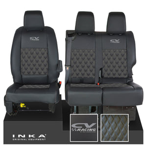 Vauxhall Vivaro MK3 INKA Bentley Diamond Quilt Leatherette Front 1+2 Tailored Seat Covers Black MY19 To Present