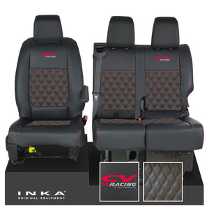 Vauxhall Vivaro MK3 INKA Bentley Diamond Quilt Leatherette Front 1+2 Tailored Seat Covers Black MY19 To Present