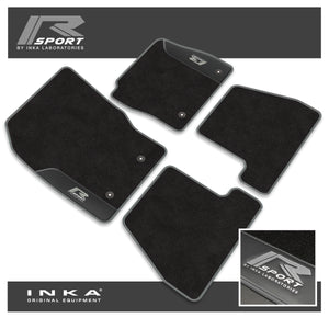 Ford Focus MK3 Car Mats (Front & Rear Set) R Sport with Premium Carpet & OEM Leatherette, Fits MY15 to MY18