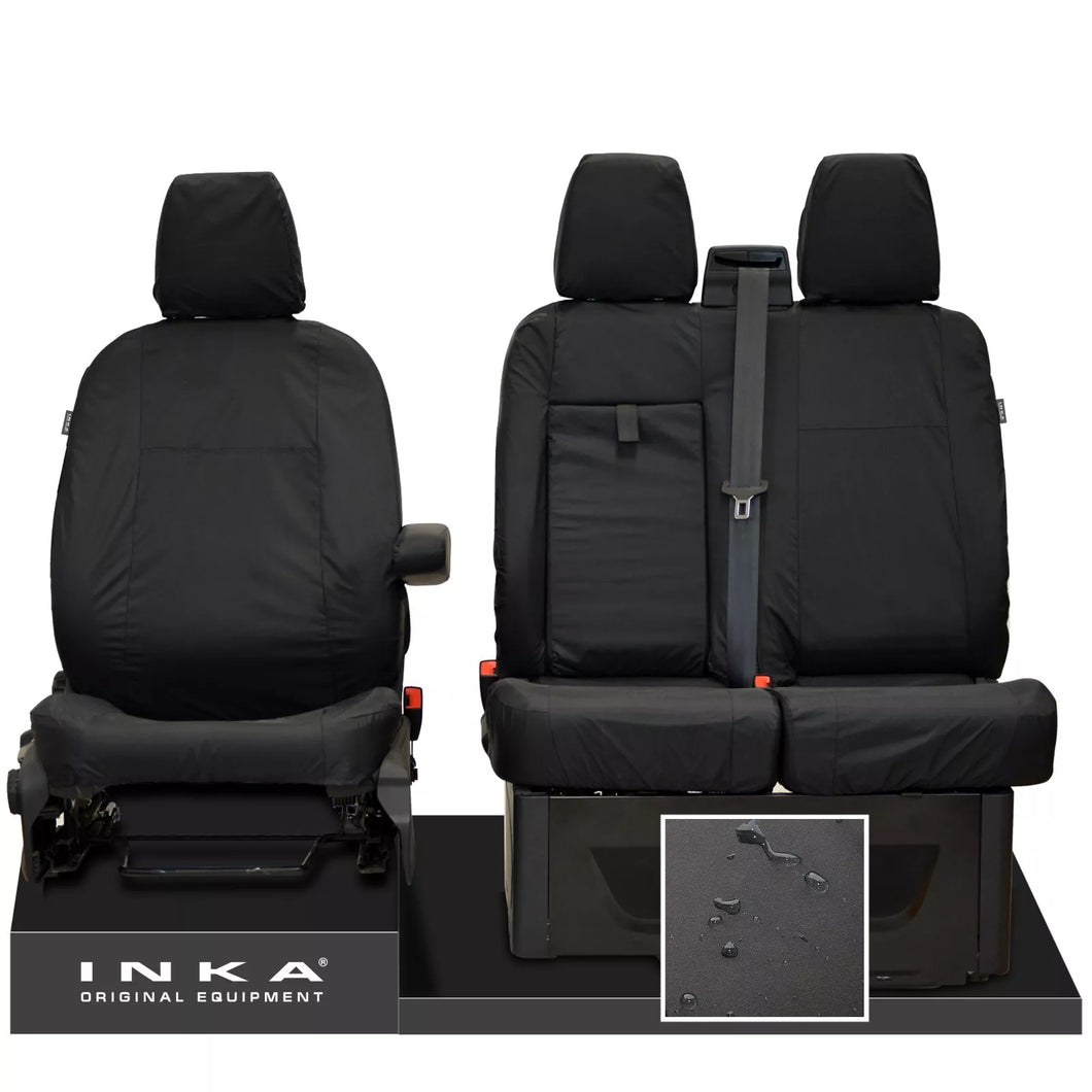 Ford Transit Custom INKA Front 1+2 Tailored Waterproof Seat Covers Set Black MY12-23