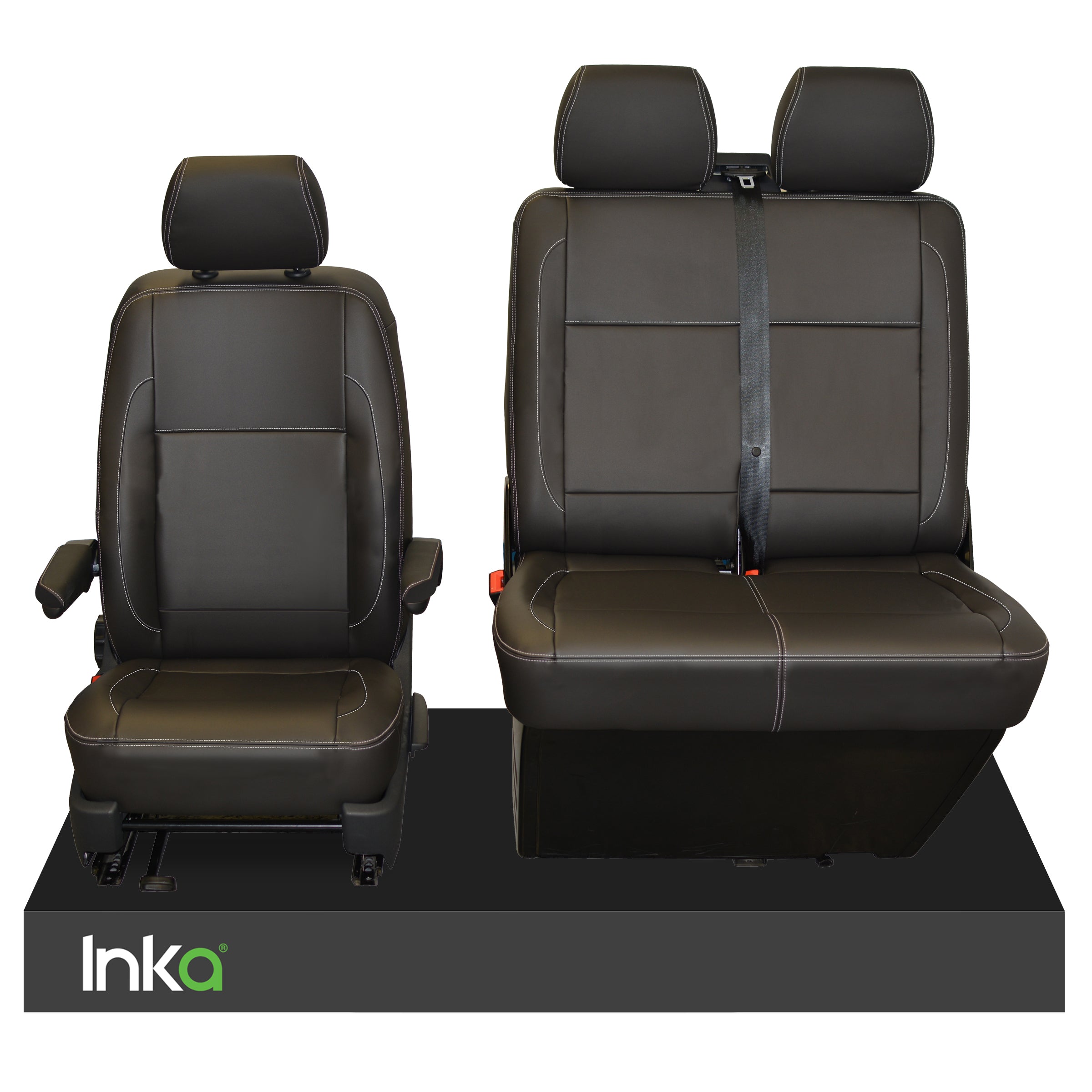VW Transporter T6,T5 Front INKA Tailored Seat Covers Black OEM Vinyl L –  Inka-Corp